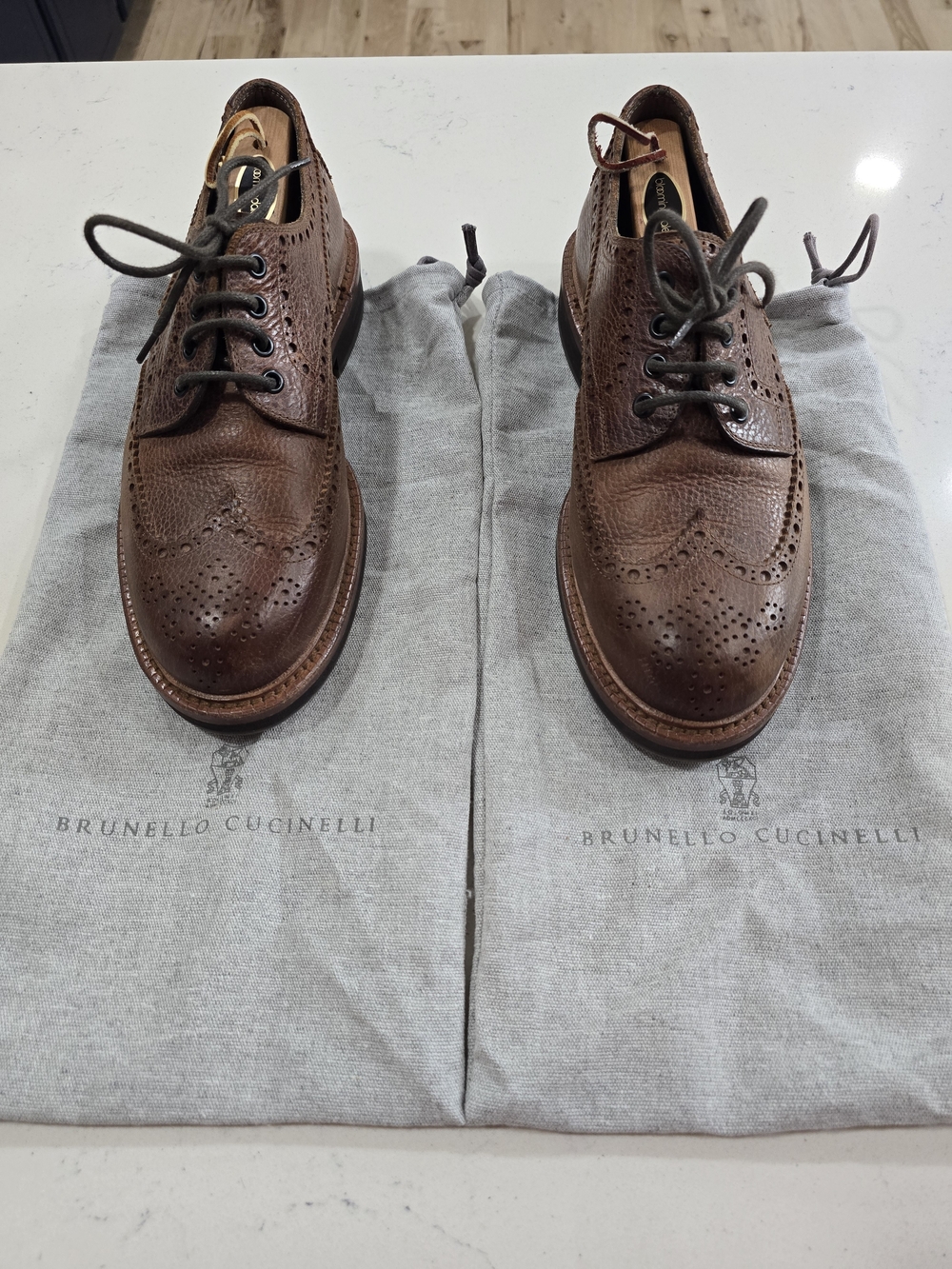 Brunello Cuchinelli Pebble Grain Wingtips